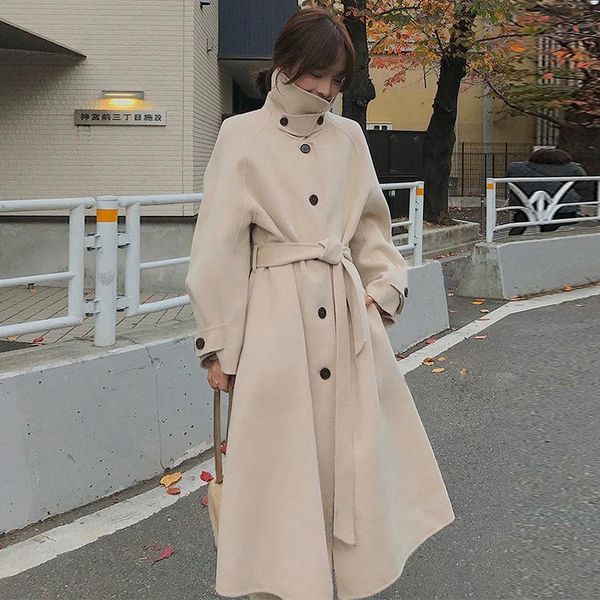 women's wool & blends fashion double-sided woolen coat women mid-length 2021 autumn winter jackets over the knee thick cashmere m662, Black
women's wool & blends fashion double-sided woolen coat women mid-length 2021 autumn winter jackets over the knee thick cashmere m662, Black