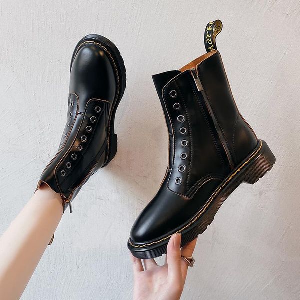 boots star same style non-lace 8-hole female 2021 autumn zipper british handsome locomotive short, Black
boots star same style non-lace 8-hole female 2021 autumn zipper british handsome locomotive short, Black