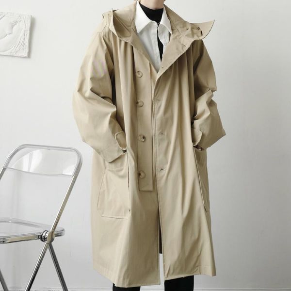 men's trench coats menswear fashion khaki medium and long coat loose hooded single breasted oversized windbreak autumn winter 2021, Tan;black
men's trench coats menswear fashion khaki medium and long coat loose hooded single breasted oversized windbreak autumn winter 2021, Tan;black