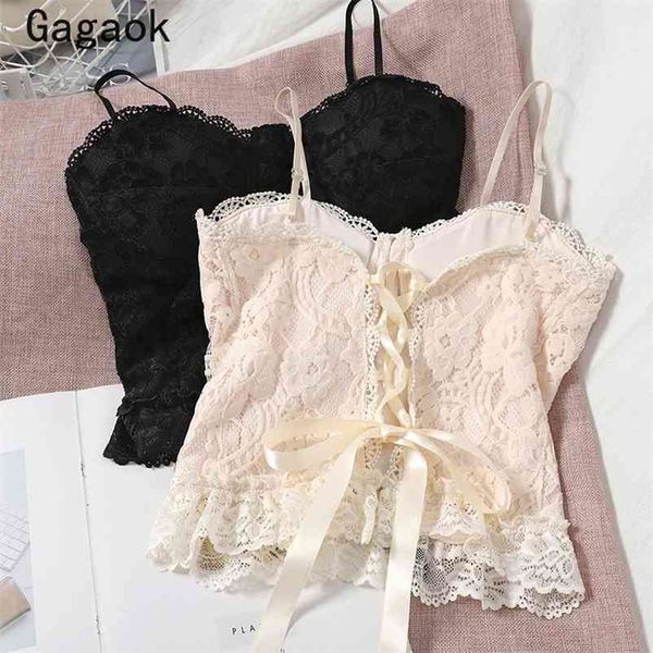 women laca camis spring autumn solid hollow out lace up navel camisole korean chic fashion ladies wild crop 210531, White
women laca camis spring autumn solid hollow out lace up navel camisole korean chic fashion ladies wild crop 210531, White