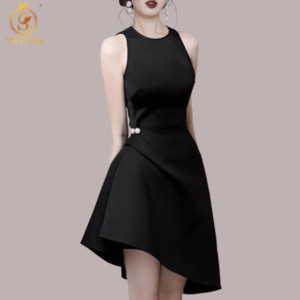 arrival solid sleeveless irregular dress vestidos women's slim waist summer dresses 210520, Black;gray
arrival solid sleeveless irregular dress vestidos women's slim waist summer dresses 210520, Black;gray