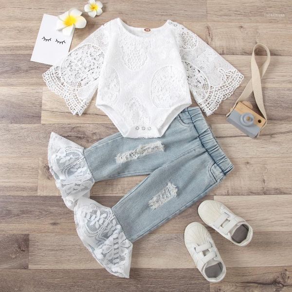 clothing sets 0-24m fashion born infant baby girls lace flowers sleeve romper +denim flare pants set girl clothes1, White
clothing sets 0-24m fashion born infant baby girls lace flowers sleeve romper +denim flare pants set girl clothes1, White