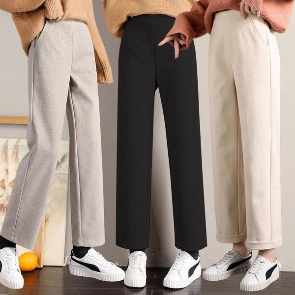 women's pants & capris straight plush 2021 autumn and winter loose show thin casual versatile high waist drop feeling, Black;white
women's pants & capris straight plush 2021 autumn and winter loose show thin casual versatile high waist drop feeling, Black;white