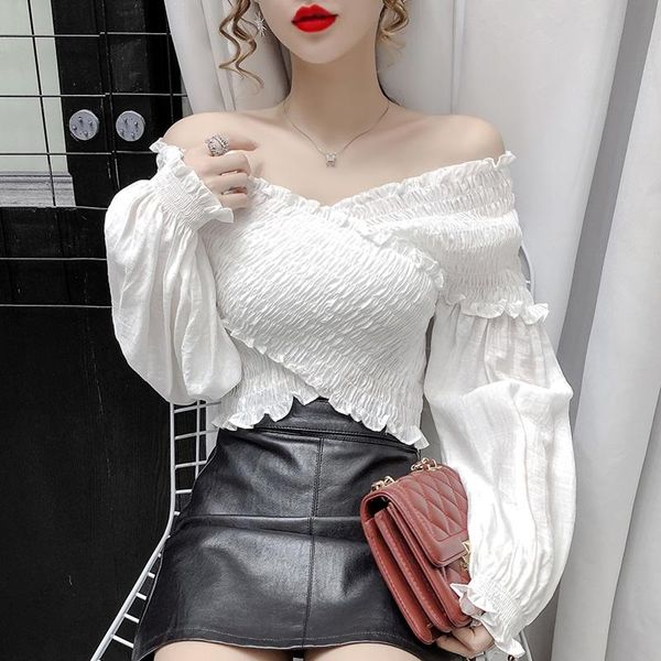 women's blouses & shirts chic blouse open shoulders puffy sleeve lace patchwork shirt all-match femme blusas women 2021 clothing 20525, White
women's blouses & shirts chic blouse open shoulders puffy sleeve lace patchwork shirt all-match femme blusas women 2021 clothing 20525, White