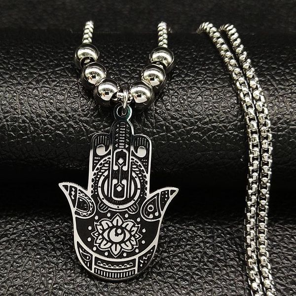 pendant necklaces blace stainless steel for women lotus yoga hamsa hand long necklace jewelry collier ethnique n745s05, Silver
pendant necklaces blace stainless steel for women lotus yoga hamsa hand long necklace jewelry collier ethnique n745s05, Silver