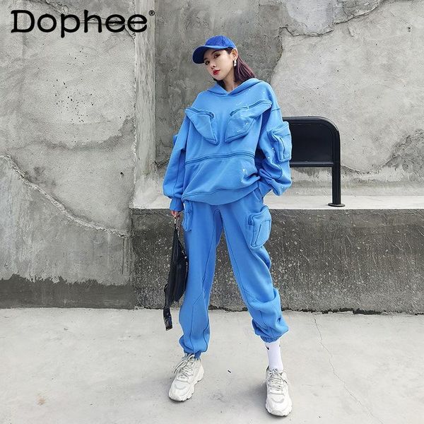spring 2021 three-dimensional fashion zipper pocket hooded sweatshirt coat loose cargo sport pants two-piece set women women's two piec, White
spring 2021 three-dimensional fashion zipper pocket hooded sweatshirt coat loose cargo sport pants two-piece set women women's two piec, White