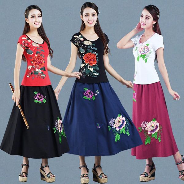 skirts women floral embroidered long skirt lady linen fabric folk-custom spring summer autumn a-line mid-calf roupas, Black
skirts women floral embroidered long skirt lady linen fabric folk-custom spring summer autumn a-line mid-calf roupas, Black