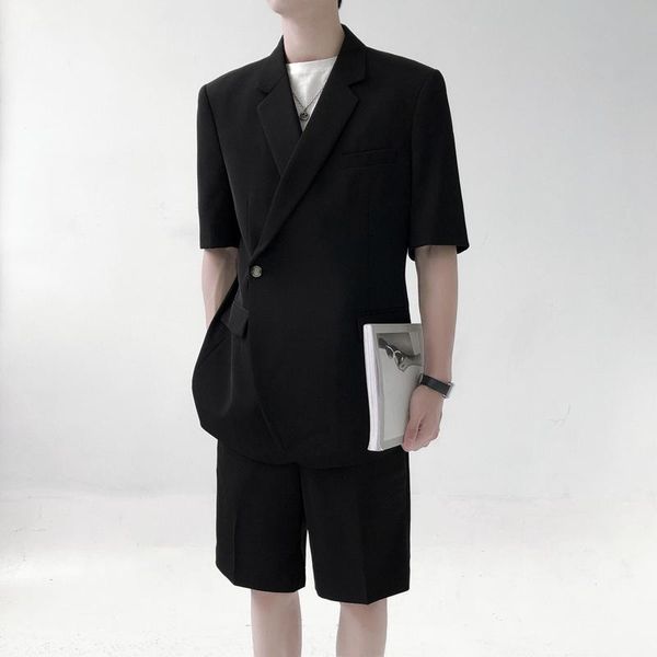 men's suits & blazers male harajuku korean streetwear suit coat men summer 2 pices sets jacket shorts casual short sleeve blazer man, White;black
men's suits & blazers male harajuku korean streetwear suit coat men summer 2 pices sets jacket shorts casual short sleeve blazer man, White;black