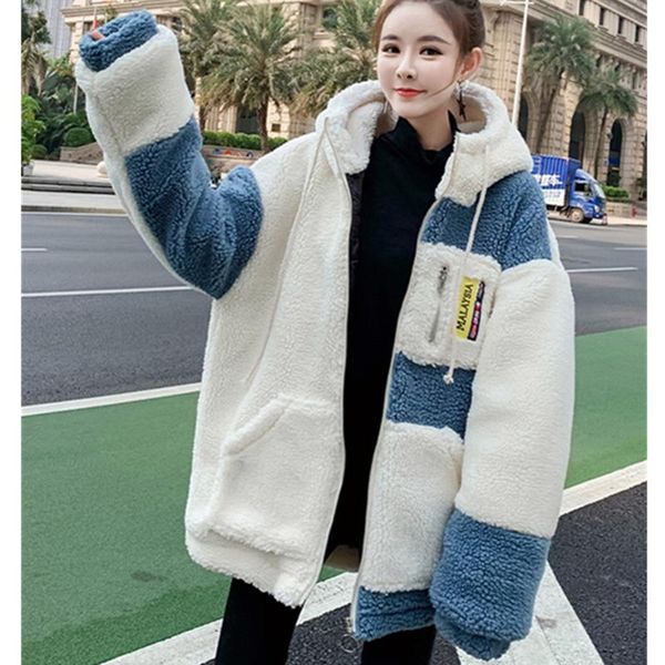 women's fur & faux lamb wool jacket women 2021 winter fashion zipper hooded warmth imitation college style trend 113, Black
women's fur & faux lamb wool jacket women 2021 winter fashion zipper hooded warmth imitation college style trend 113, Black