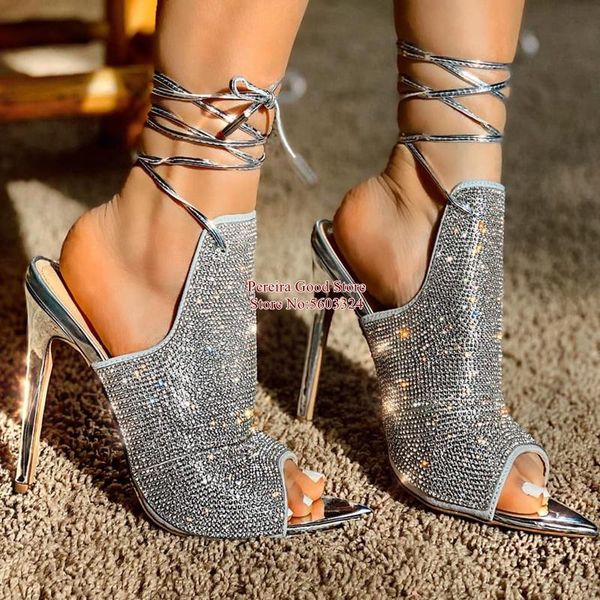 elegant silver rhinestone high heels sandals lace up strap open toe cut-out gladiator dress shoes wedding banquet, Black 
elegant silver rhinestone high heels sandals lace up strap open toe cut-out gladiator dress shoes wedding banquet, Black