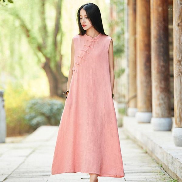 casual dresses johnature 2021 summer chinese style plate buckle o-neck women sleeveless solid color loose cotton linen vintage, Black;gray
casual dresses johnature 2021 summer chinese style plate buckle o-neck women sleeveless solid color loose cotton linen vintage, Black;gray