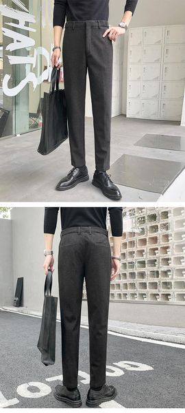 men's pants 2022 autumn and winter cropped stretch slim fit casual, Black 
men's pants 2022 autumn and winter cropped stretch slim fit casual, Black