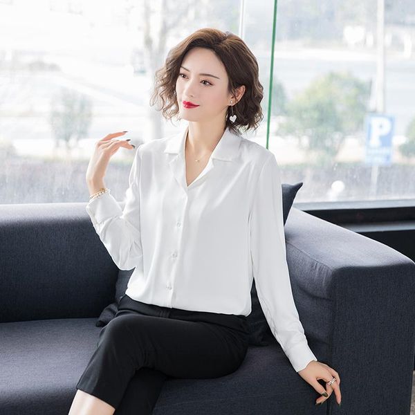 women solid chiffon shirts long sleeve elegant lady office blouse women's blouses &, White
women solid chiffon shirts long sleeve elegant lady office blouse women's blouses &, White