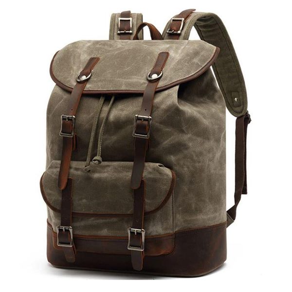 backpack fashion waterproof waxed canvas men rucksack women bagpack large travel knapsack
backpack fashion waterproof waxed canvas men rucksack women bagpack large travel knapsack