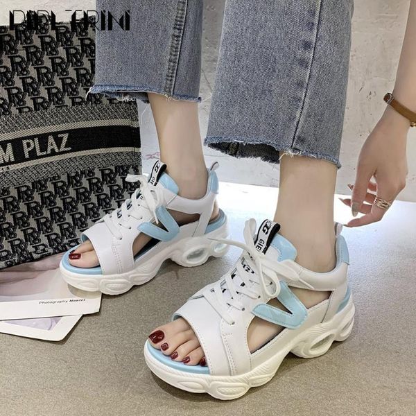 sandals comfortable wedges shoes unique fretwork platform women lace-up casual summer, Black