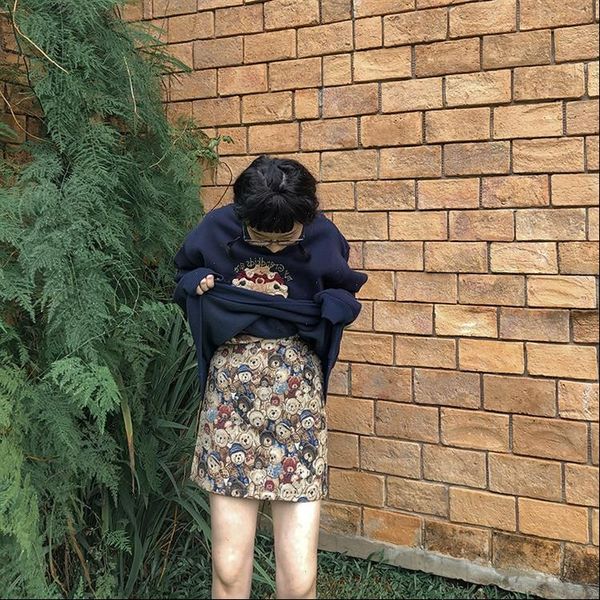 package hip short high waist womens skirts cute large size retro a line embroidery bear print dq970, Black
package hip short high waist womens skirts cute large size retro a line embroidery bear print dq970, Black