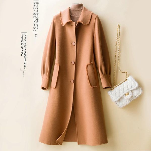women's wool & blends double-sided cashmere coat female 2021 easing hepburn atmosphere quality fashion long fur, Black
women's wool & blends double-sided cashmere coat female 2021 easing hepburn atmosphere quality fashion long fur, Black
