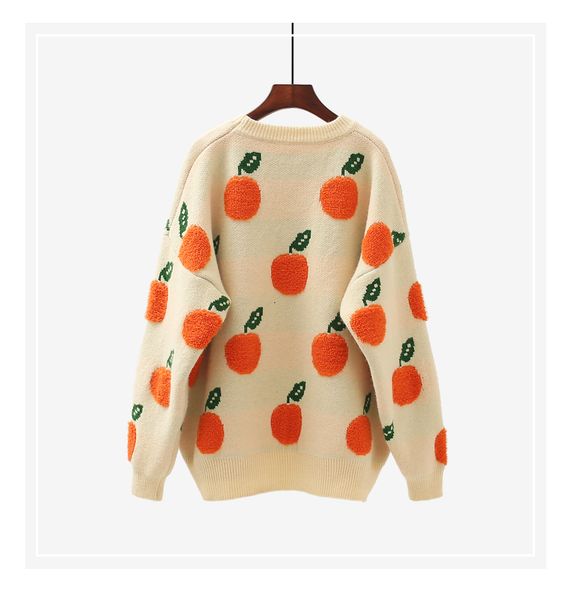 women's sweaters 2021 winter pullover women cute fruit pull jumpers orange apple printed korean oversized rz6p, White;black
women's sweaters 2021 winter pullover women cute fruit pull jumpers orange apple printed korean oversized rz6p, White;black