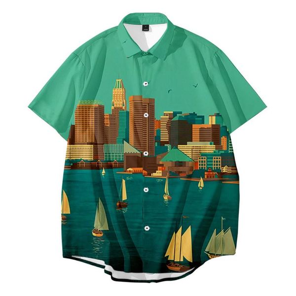 men's casual shirts 2021 products summer beach short-sleeved shirt plus size architectural landscape digital printing top, White;black
men's casual shirts 2021 products summer beach short-sleeved shirt plus size architectural landscape digital printing top, White;black