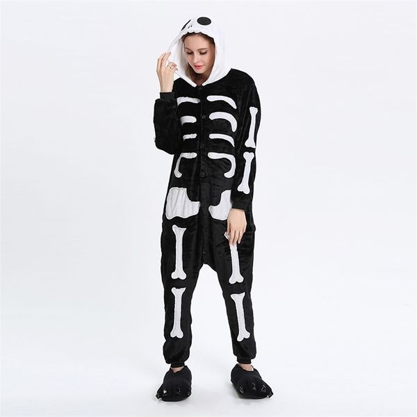 kigurumi licorne onesie women scary skeleton unicorn pajamas man winter flannel warm sleepwear jumpsuit couple pajamas set, Black;white 
kigurumi licorne onesie women scary skeleton unicorn pajamas man winter flannel warm sleepwear jumpsuit couple pajamas set, Black;white