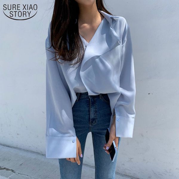women's shirt blue fashion blouses long sleeve loose elegant blouse v-neck office lady style 13489 210508, White
women's shirt blue fashion blouses long sleeve loose elegant blouse v-neck office lady style 13489 210508, White