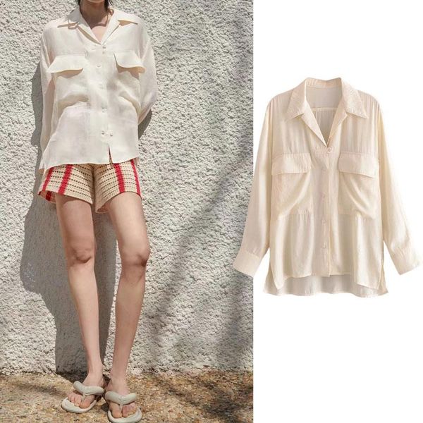 women's blouses & shirts blouse 2021 ladies button solid color shirt women long sleeve loose chic work asymmetric casual top, White
women's blouses & shirts blouse 2021 ladies button solid color shirt women long sleeve loose chic work asymmetric casual top, White