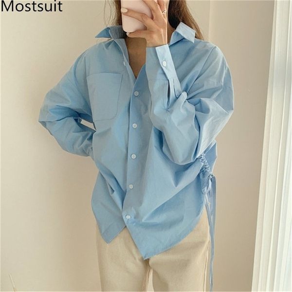 autumn korean fashion women blouses shirts long sleeve turn-down collar drawstring loose casual solid blusas 210513, White
autumn korean fashion women blouses shirts long sleeve turn-down collar drawstring loose casual solid blusas 210513, White