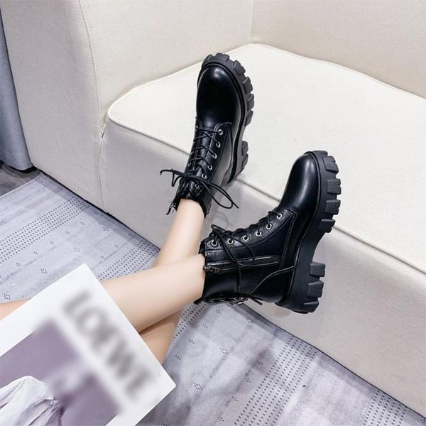 boots women's thick bottom ankle motorcycle side zipper and lace up design 2021 trend solid color pu leather outdoor, Black
boots women's thick bottom ankle motorcycle side zipper and lace up design 2021 trend solid color pu leather outdoor, Black