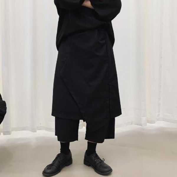 men's pants men fake 2 piece spliced loose casual black wide leg skirt male hip hop punk gothic harem trousers kimono
men's pants men fake 2 piece spliced loose casual black wide leg skirt male hip hop punk gothic harem trousers kimono
