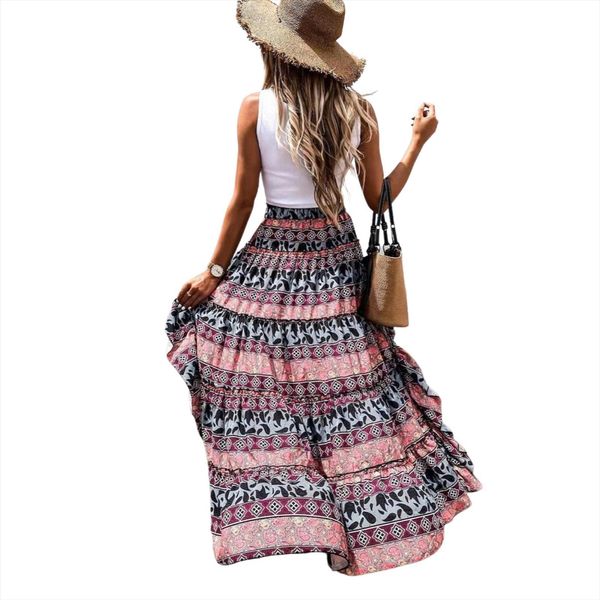 irregular hem long slim women skirt fit printed high waist elastic band for summer, Black
irregular hem long slim women skirt fit printed high waist elastic band for summer, Black