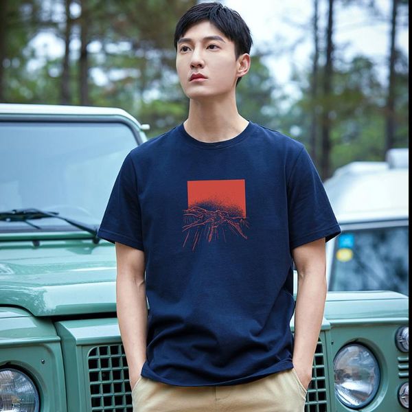 men's t-shirts 100% cotton blue men summer mountain print black white streetwear clothing xtk01102048, White;black
men's t-shirts 100% cotton blue men summer mountain print black white streetwear clothing xtk01102048, White;black