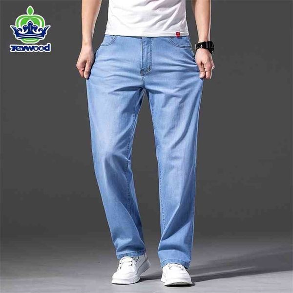 men lyocell fabric jeans classic summer cotton straight stretch brand denim pants overalls light blue fit trousers 40 42 44 210716
men lyocell fabric jeans classic summer cotton straight stretch brand denim pants overalls light blue fit trousers 40 42 44 210716