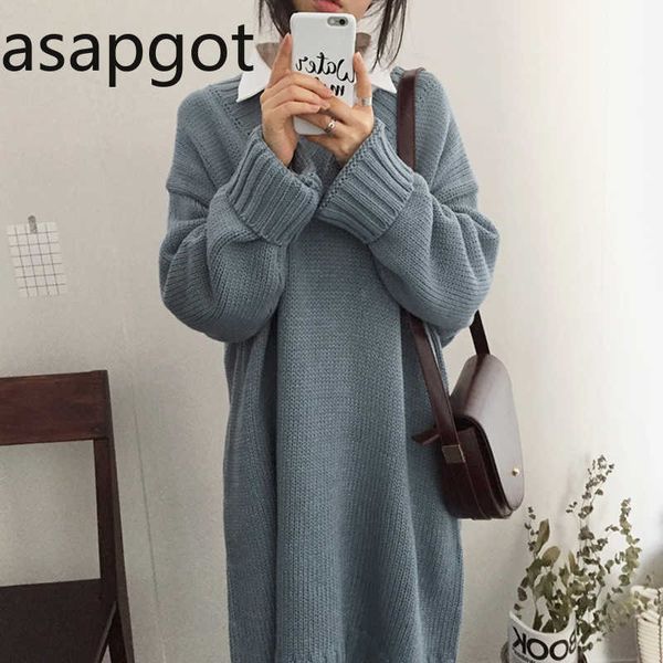 elegant ol v neck loose long sweater dress women thick knit autumn winter dress female slim basic dress casual full korean chic 210610, Black;gray
elegant ol v neck loose long sweater dress women thick knit autumn winter dress female slim basic dress casual full korean chic 210610, Black;gray
