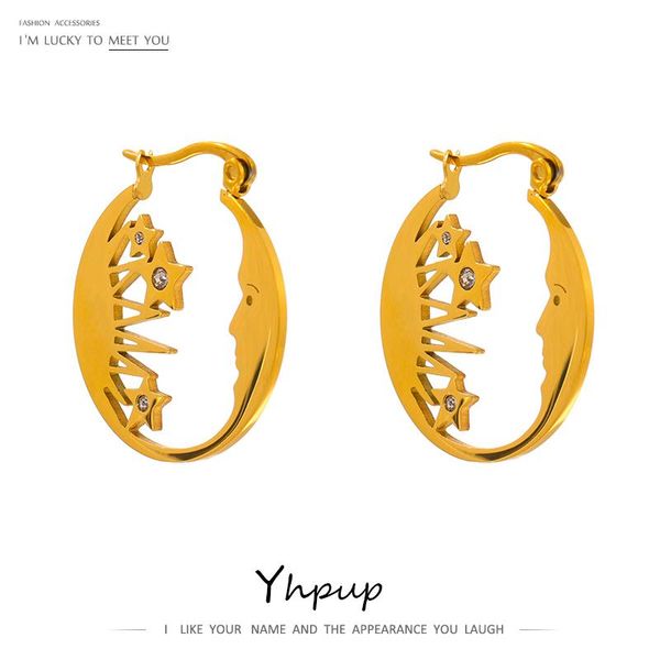 hoop & huggie yhpup stainless steel star moon earrings trendy gold metal texture waterproof jewelry aretes de mujer gift 2021, Golden;silver
hoop & huggie yhpup stainless steel star moon earrings trendy gold metal texture waterproof jewelry aretes de mujer gift 2021, Golden;silver