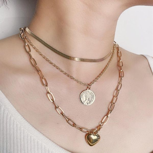 chains multi layers coins pendant metal chain necklace women gothic heart collar punk party jewelry, Silver
chains multi layers coins pendant metal chain necklace women gothic heart collar punk party jewelry, Silver