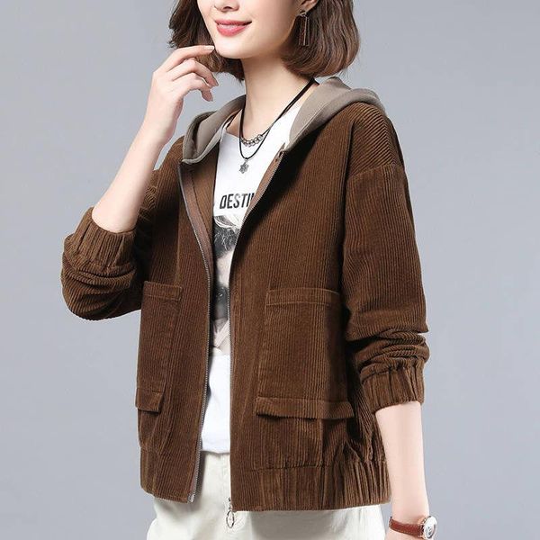 women's jackets corduroy jacket middle-aged women spring and autumn large loose jumper korean style short hooded, Black;brown
women's jackets corduroy jacket middle-aged women spring and autumn large loose jumper korean style short hooded, Black;brown