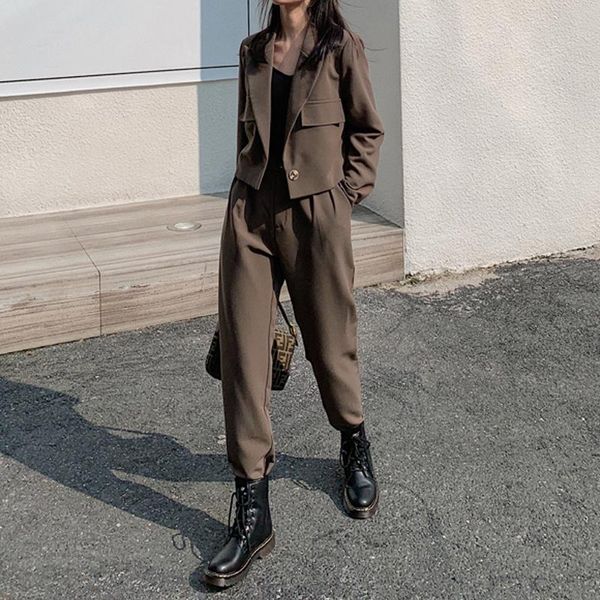 streetwear autumn womens blazer suit one button bomber jacket+high waist harem pants 2021 vintage 2 piece set women's two, White
streetwear autumn womens blazer suit one button bomber jacket+high waist harem pants 2021 vintage 2 piece set women's two, White