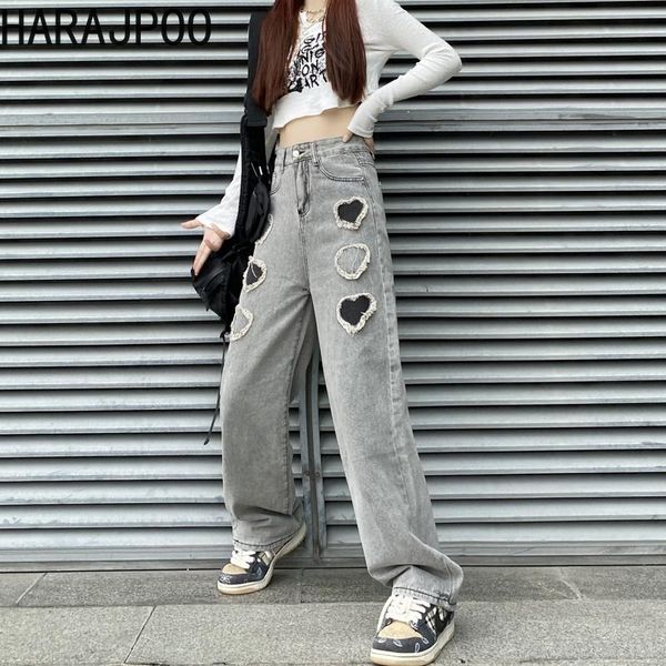 women's jeans harajpoo women high waist love frayed trousers autumn 2021 retro baggy y2k clothes straight wide leg mom denim pants, Blue
women's jeans harajpoo women high waist love frayed trousers autumn 2021 retro baggy y2k clothes straight wide leg mom denim pants, Blue