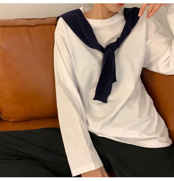 tees women's t-shirtcotton long sleeve t-shirt 2021 autumn loose and versatile solid color bottomed shirt round neck net red fashion, White
tees women's t-shirtcotton long sleeve t-shirt 2021 autumn loose and versatile solid color bottomed shirt round neck net red fashion, White