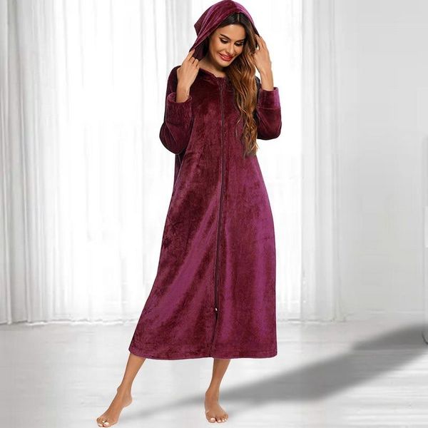 women's sleepwear women winter nightgown zipper coral velvet long thick warm flannel hooded sleeve plus size casual home clothes, Black;red
women's sleepwear women winter nightgown zipper coral velvet long thick warm flannel hooded sleeve plus size casual home clothes, Black;red