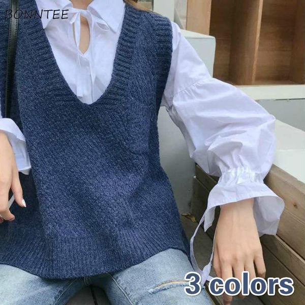 women's vests sweater vest women preppy chic loose trendy all-match fall ladies sleeveless knitwear spring pure simple female clothing, Black;white
women's vests sweater vest women preppy chic loose trendy all-match fall ladies sleeveless knitwear spring pure simple female clothing, Black;white