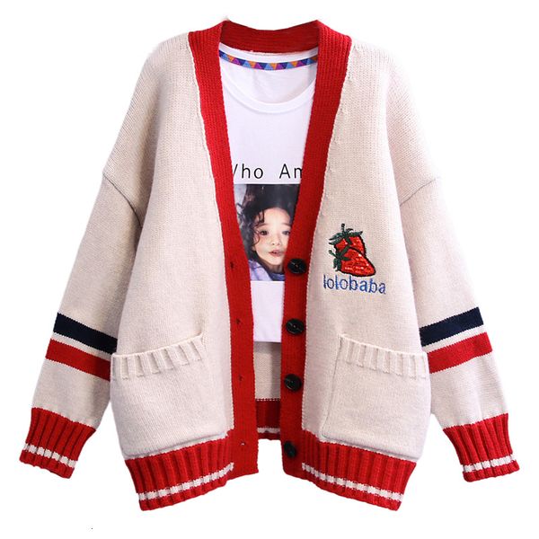 women's sweaters female strawberry embroidered sweater, knitted or crocheted neck v loose harajuku for winter women zxo5, White;black
women's sweaters female strawberry embroidered sweater, knitted or crocheted neck v loose harajuku for winter women zxo5, White;black