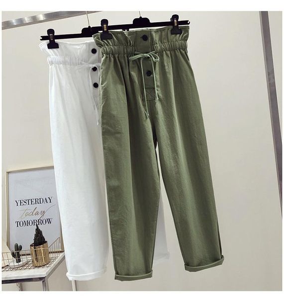 women's pants & capris 2021 summer arrival high waist casual wear elastic bud lace-up safari style ankle-length loose, Black;white
women's pants & capris 2021 summer arrival high waist casual wear elastic bud lace-up safari style ankle-length loose, Black;white