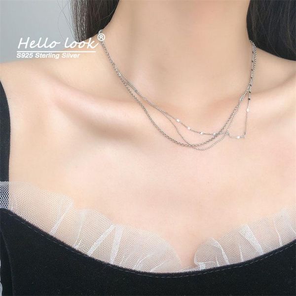hellolook 925 sterling silver three-layer chain necklace simple design luxury clavicle chains 
hellolook 925 sterling silver three-layer chain necklace simple design luxury clavicle chains