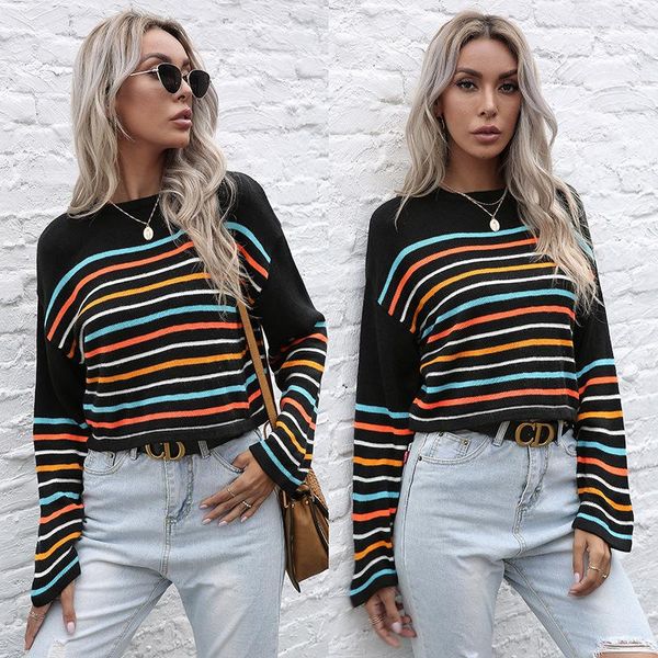 women's sweaters fashion sweater fall 2021 knitted pullover striped long sleeve clothes for women sexy, White;black
women's sweaters fashion sweater fall 2021 knitted pullover striped long sleeve clothes for women sexy, White;black