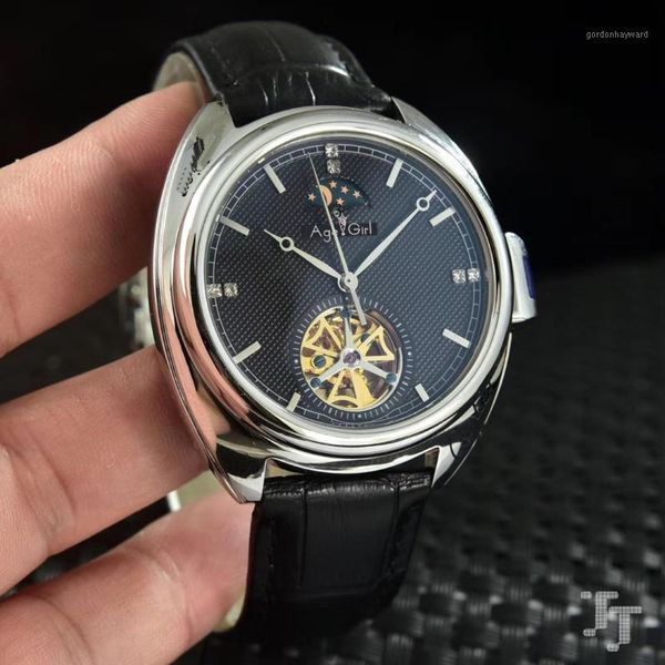 classic men black leather automatic mechanical watch stainless steel moonphase tourbillion sapphire rose gold silver wristwatches, Slivery;brown
classic men black leather automatic mechanical watch stainless steel moonphase tourbillion sapphire rose gold silver wristwatches, Slivery;brown
