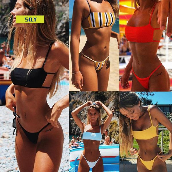 bikini set backless swimwear women striped swimsuit bathing suit female solid biquini brazilian monokini beachwear women's, White;black
bikini set backless swimwear women striped swimsuit bathing suit female solid biquini brazilian monokini beachwear women's, White;black