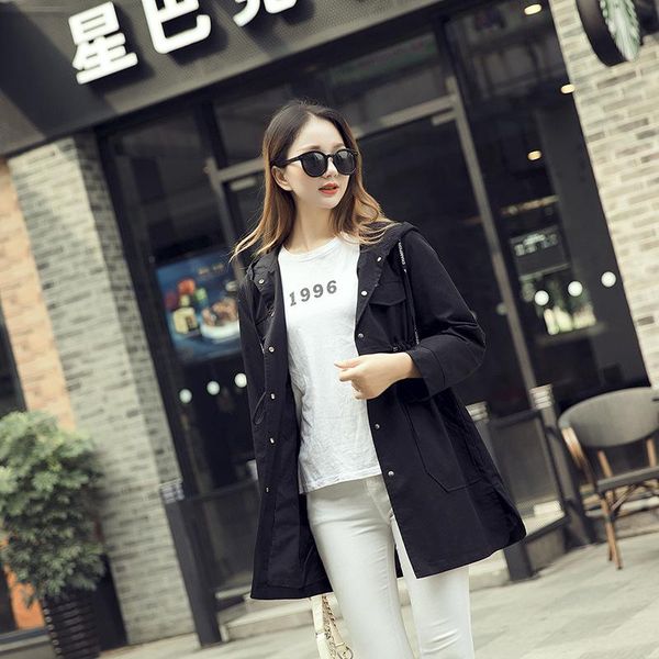 women's trench coats elegant hoodie spring women full sleeve european solid wide-waisted adjustable waist autumn, Tan;black
women's trench coats elegant hoodie spring women full sleeve european solid wide-waisted adjustable waist autumn, Tan;black