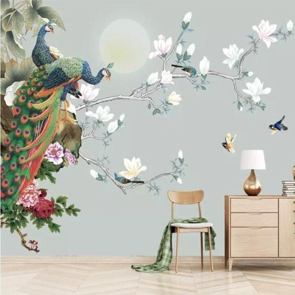 custom mural wallpaper chinese style hand-painted 3d magnolia flower and bird peacock wall painting living room study home decor wallpapers
custom mural wallpaper chinese style hand-painted 3d magnolia flower and bird peacock wall painting living room study home decor wallpapers