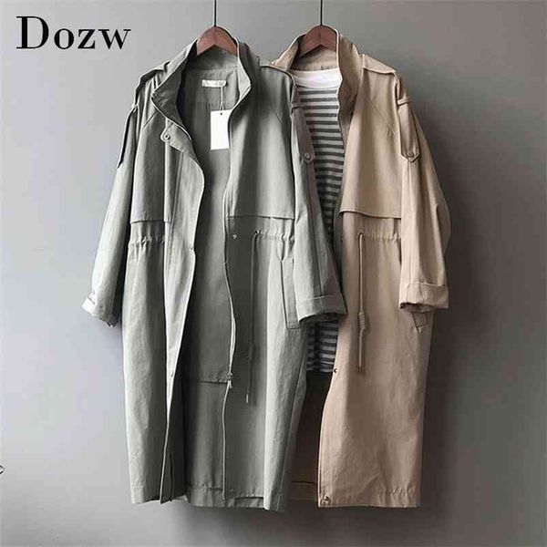women korean solid trench coat batwing sleeve loose casual long turn down collar oversize windbreaker 210515, Tan;black
women korean solid trench coat batwing sleeve loose casual long turn down collar oversize windbreaker 210515, Tan;black